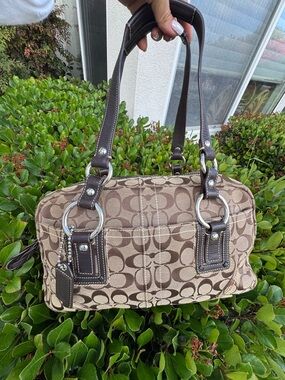 Vintage y2k Coach tan Signature Jacquard Satchel